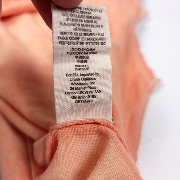 FREE PEOPLE Linen First Love Lace Up Long Sleeve Tunic Tee Peach Burnout Medium - Picture 8 of 8